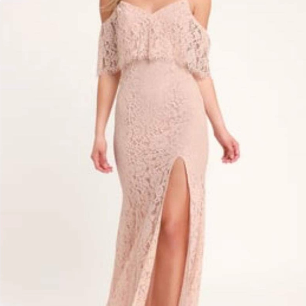 Blush Lace Off the shoulder dress